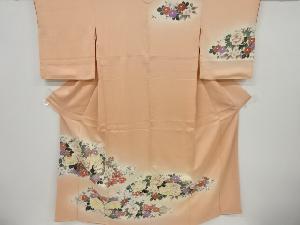 アンティーク　牡丹に菊椿模様刺繍着物